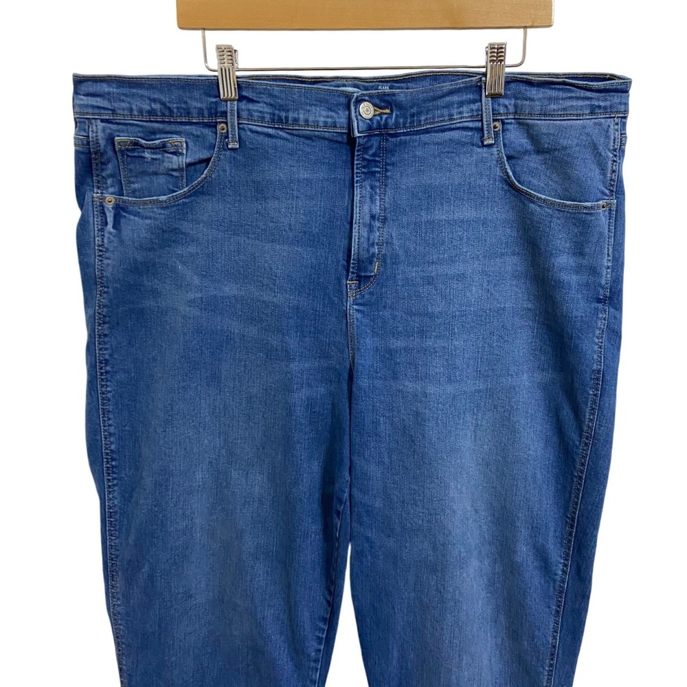 Old Navy High Rise Flare Ankle Jeans Medium Wash Raw‎ Hem 20 Tall Slim Pocket - Picture 7 of 11